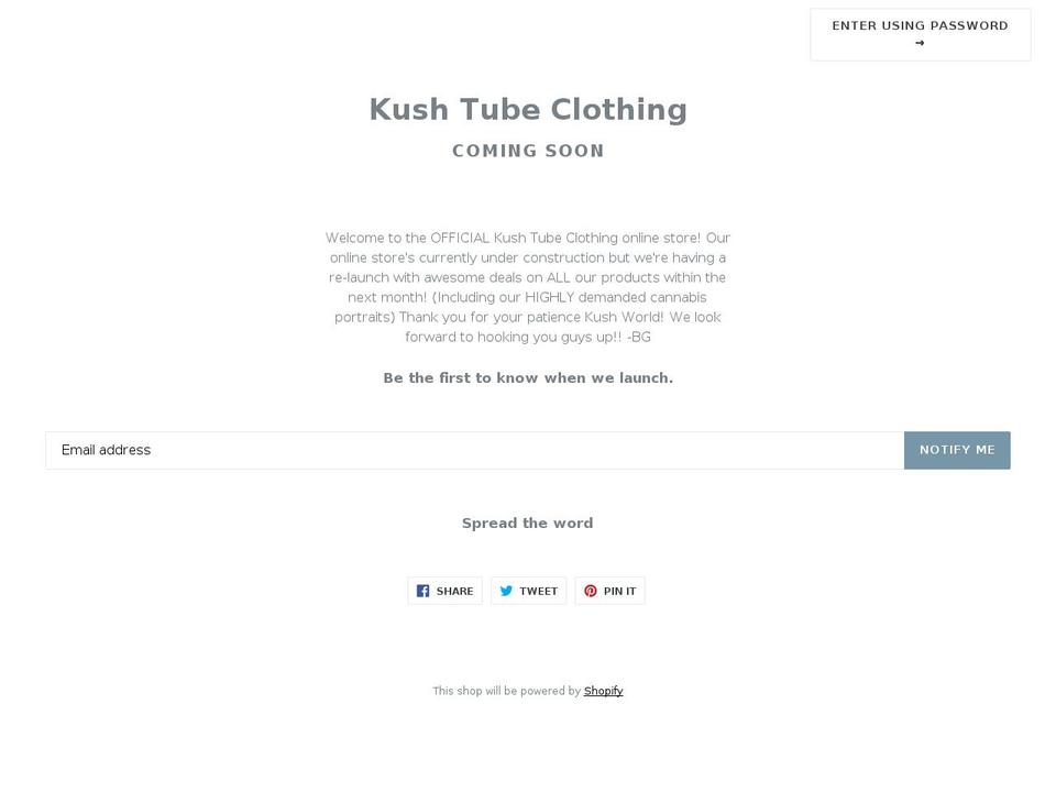 kushtubeclothing.com — Shopify storefront screenshot