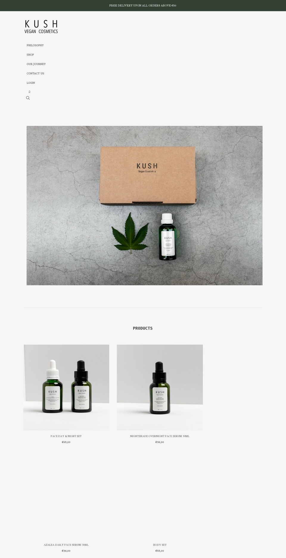 kushvegancosmetics.com shopify website screenshot