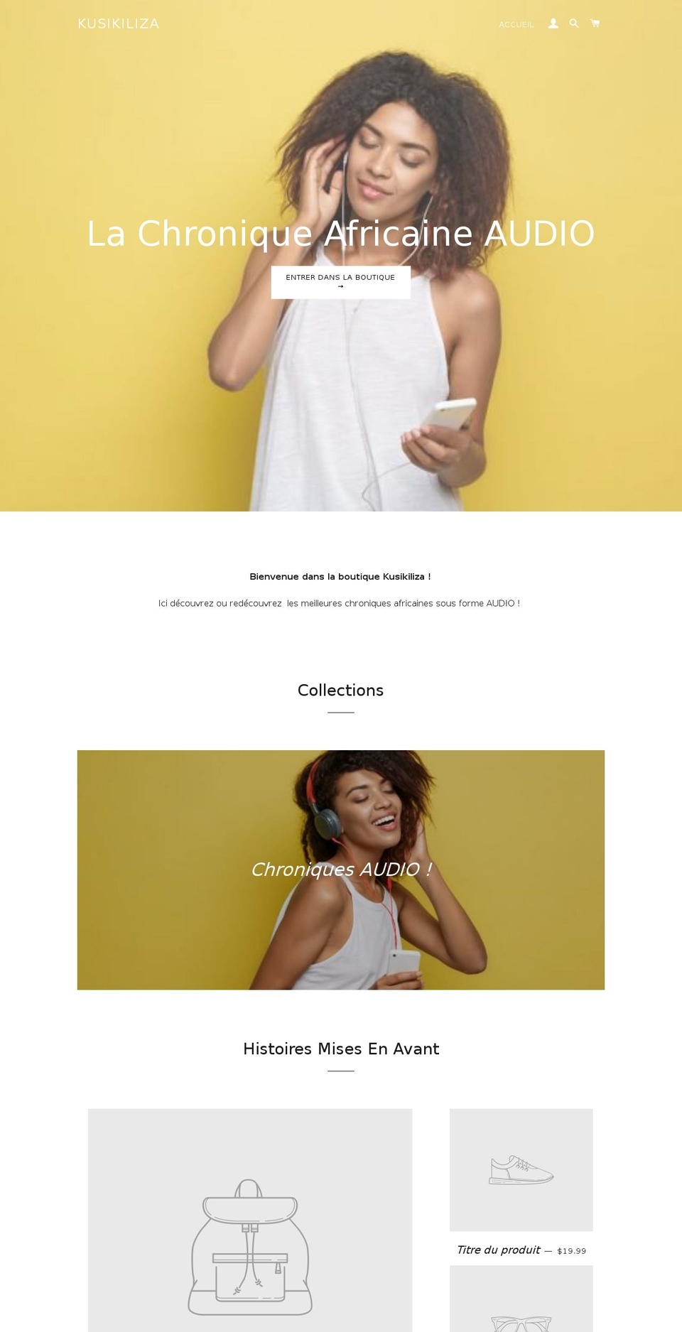 kusikiliza.com — Shopify storefront screenshot