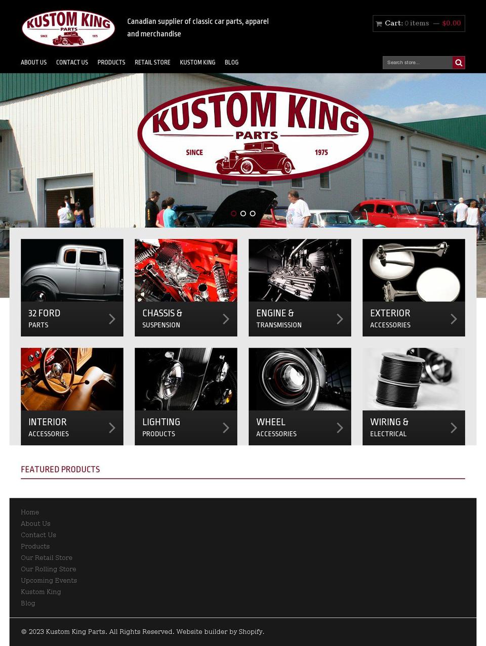 kustomkingparts.com shopify website screenshot