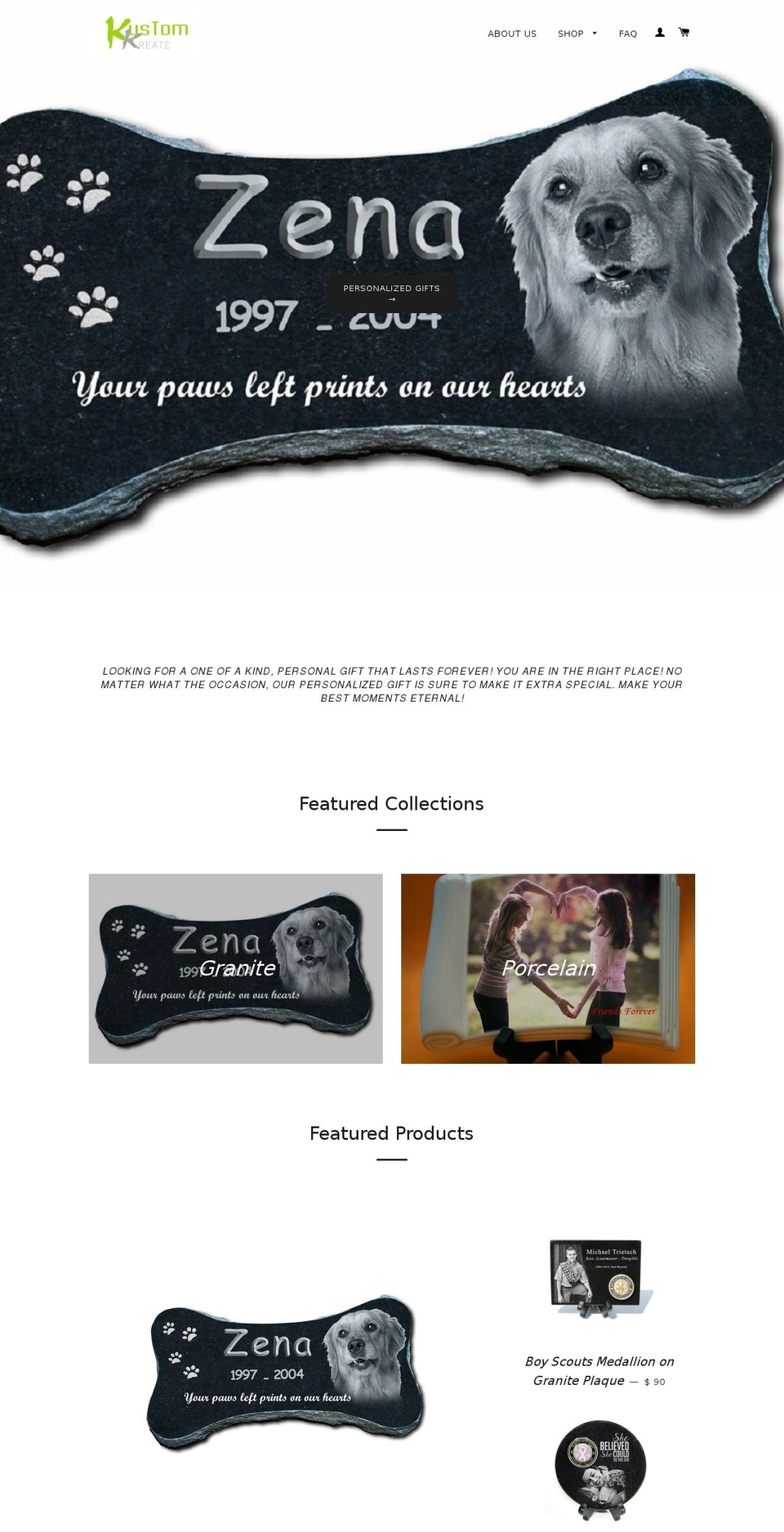 kustomkreate.com — Shopify storefront screenshot