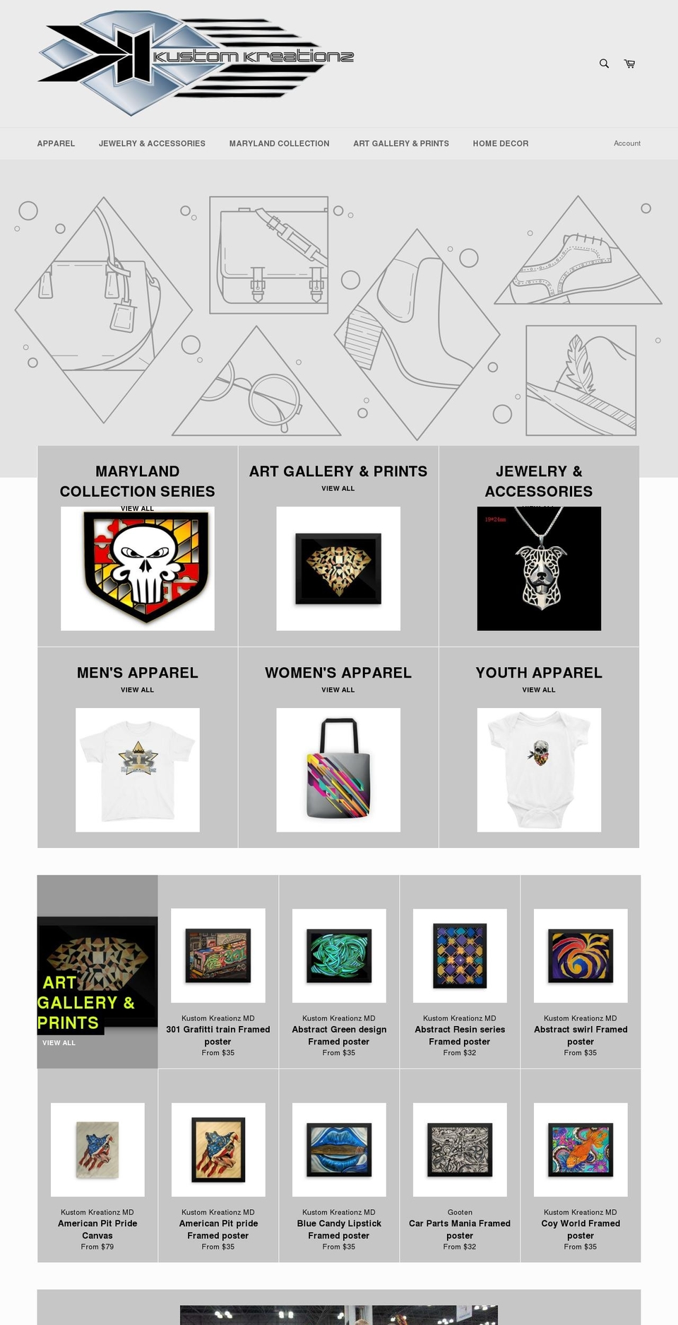 kustomkreationz.com shopify website screenshot