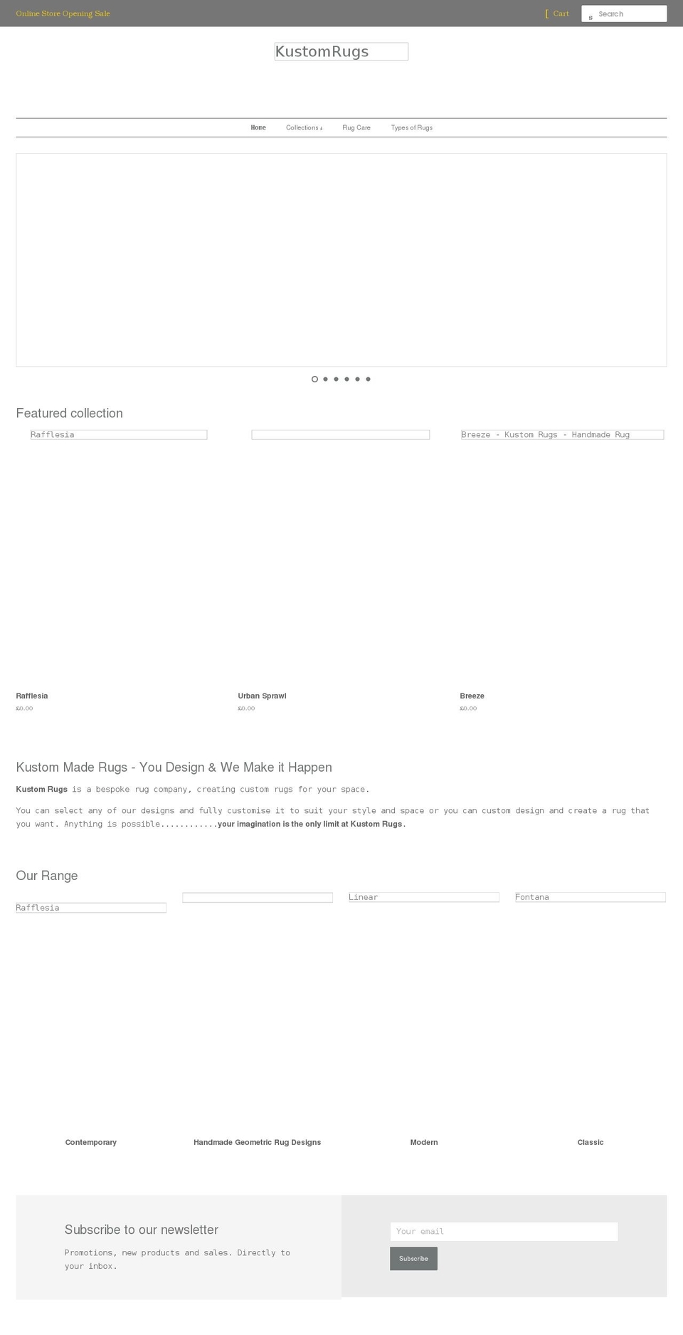 kustomrugs.com shopify website screenshot