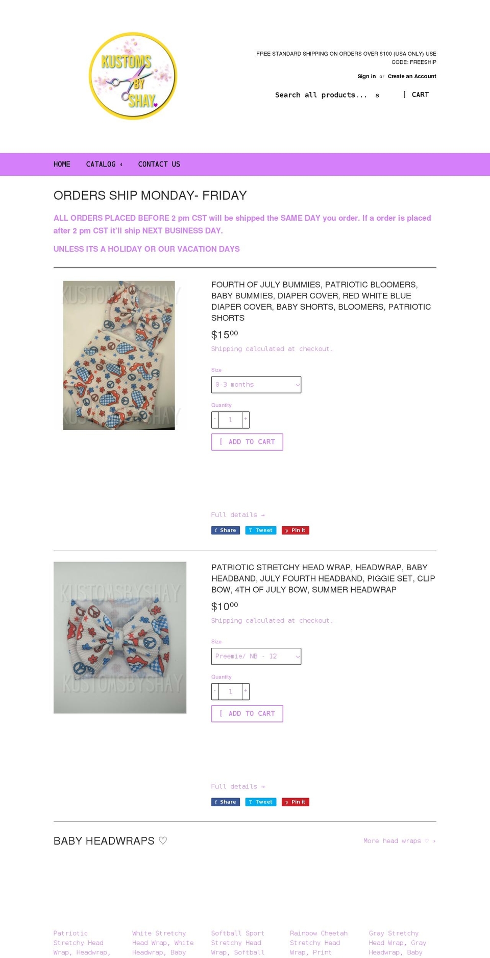 kustomsbyshay.com shopify website screenshot