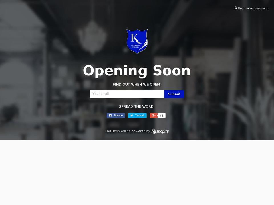 kustomyzsecurity.com shopify website screenshot
