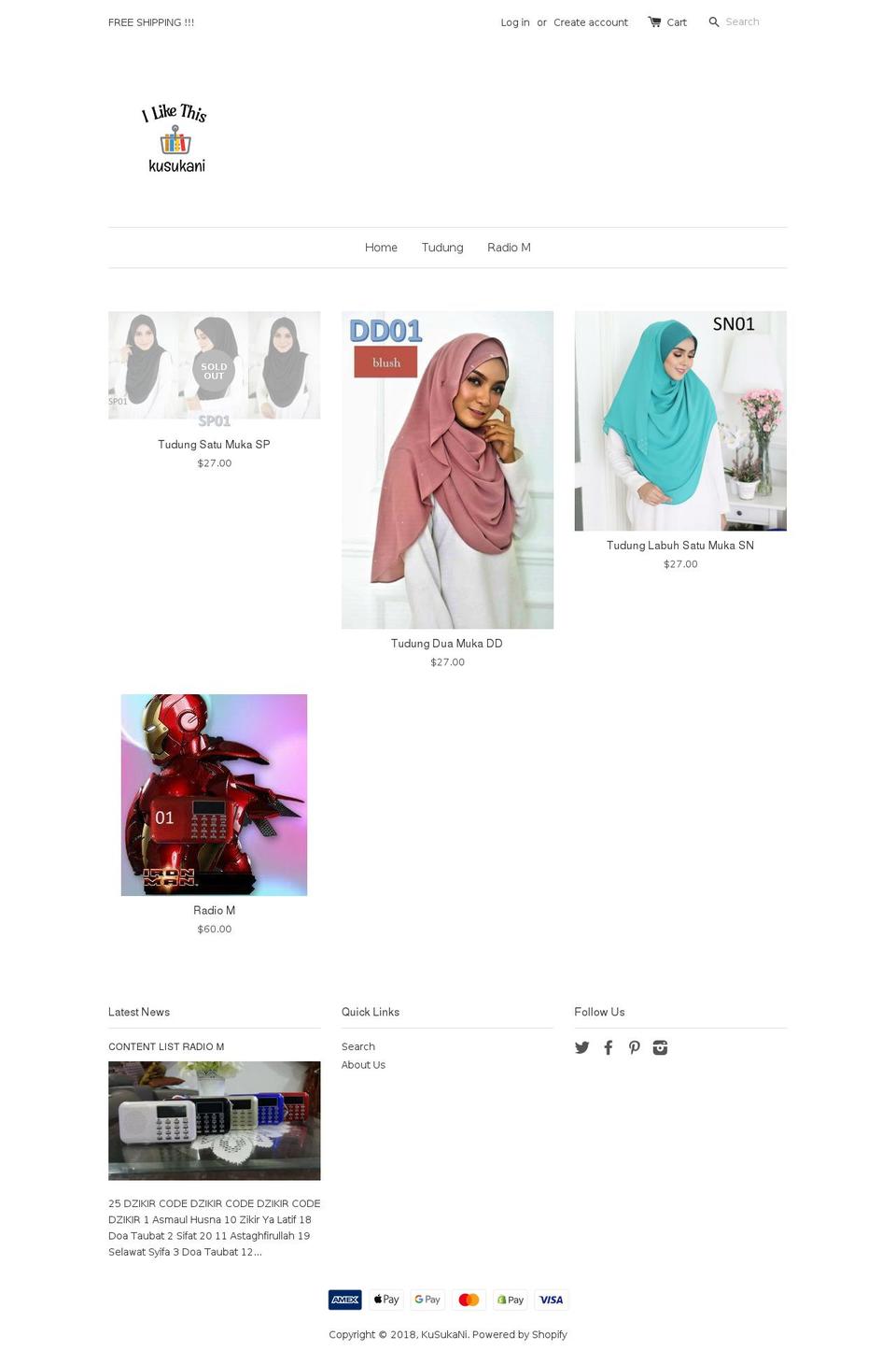 kusukani.com — Shopify storefront screenshot