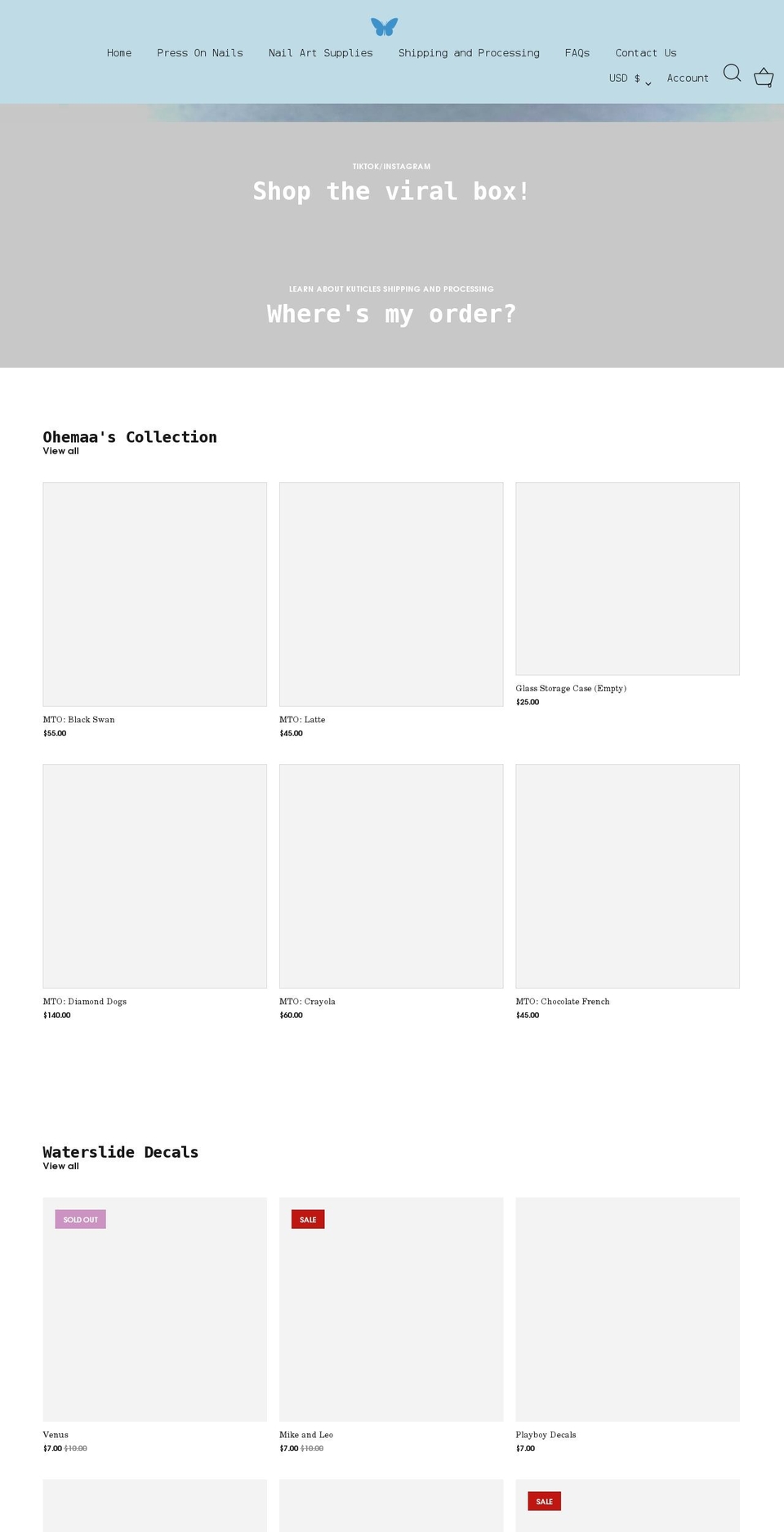 kuticlepressons.com shopify website screenshot