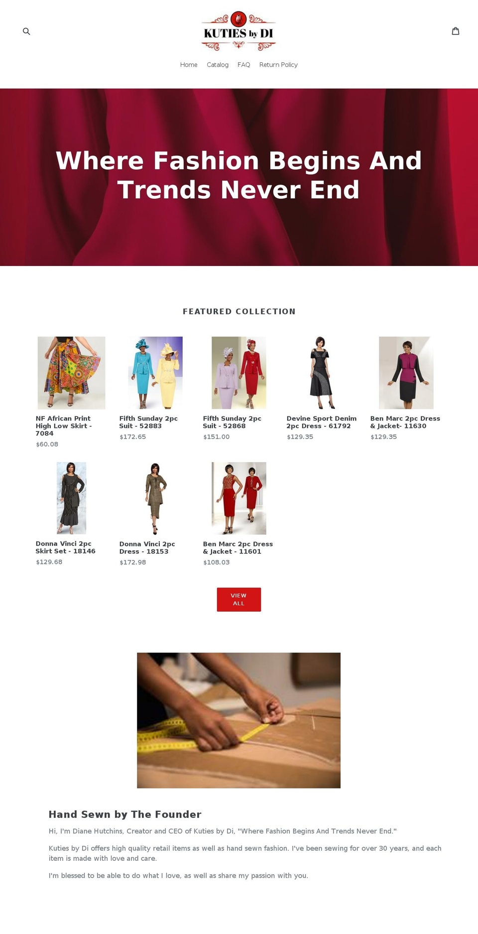 kutiesbydi.com — Shopify storefront screenshot
