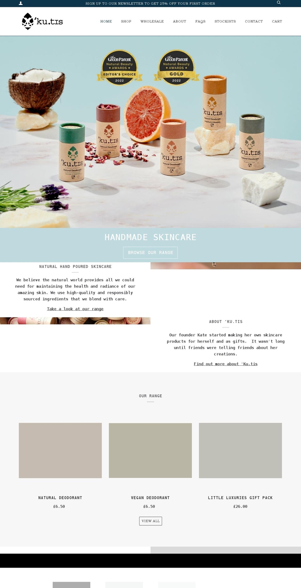 kutis-skincare.co.uk shopify website screenshot