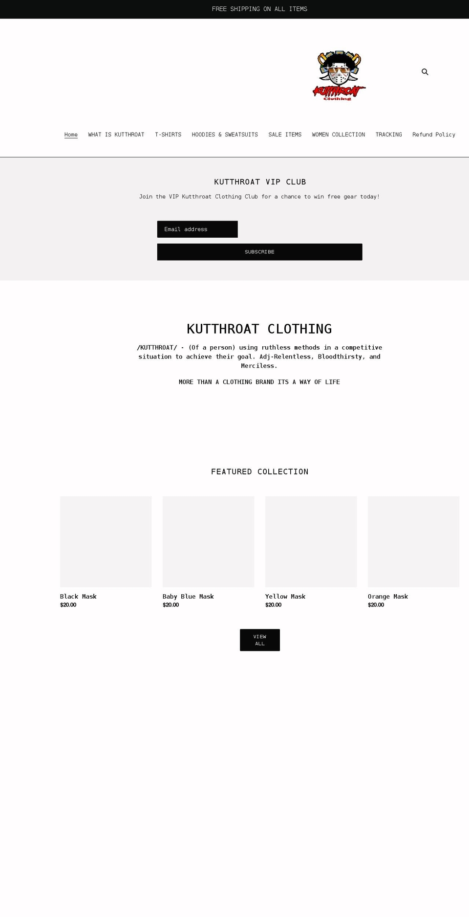 kutthroatclothing4x.com shopify website screenshot