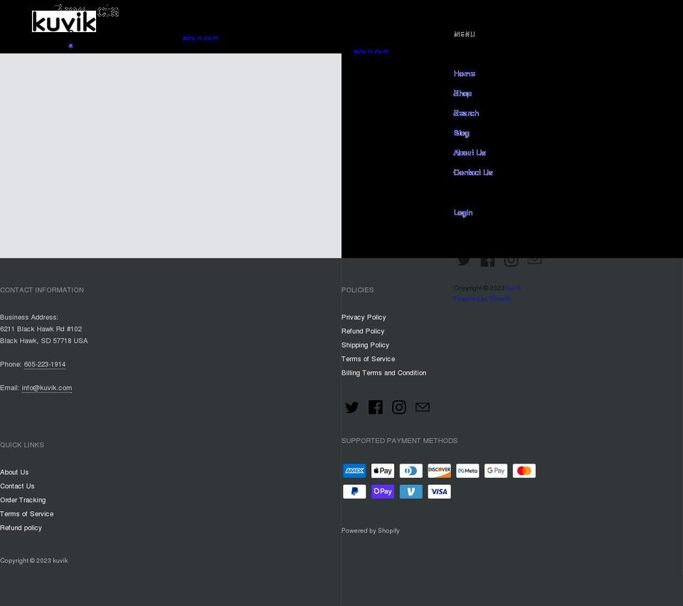 kuvik.com shopify website screenshot