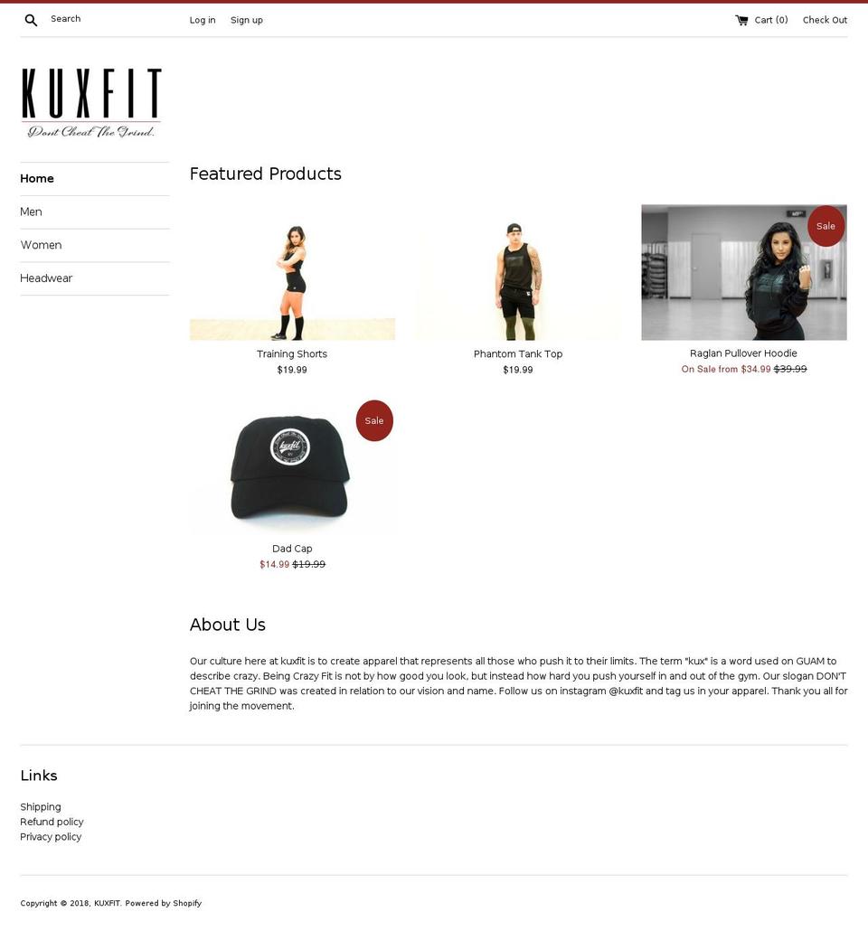 kux-fit.com shopify website screenshot