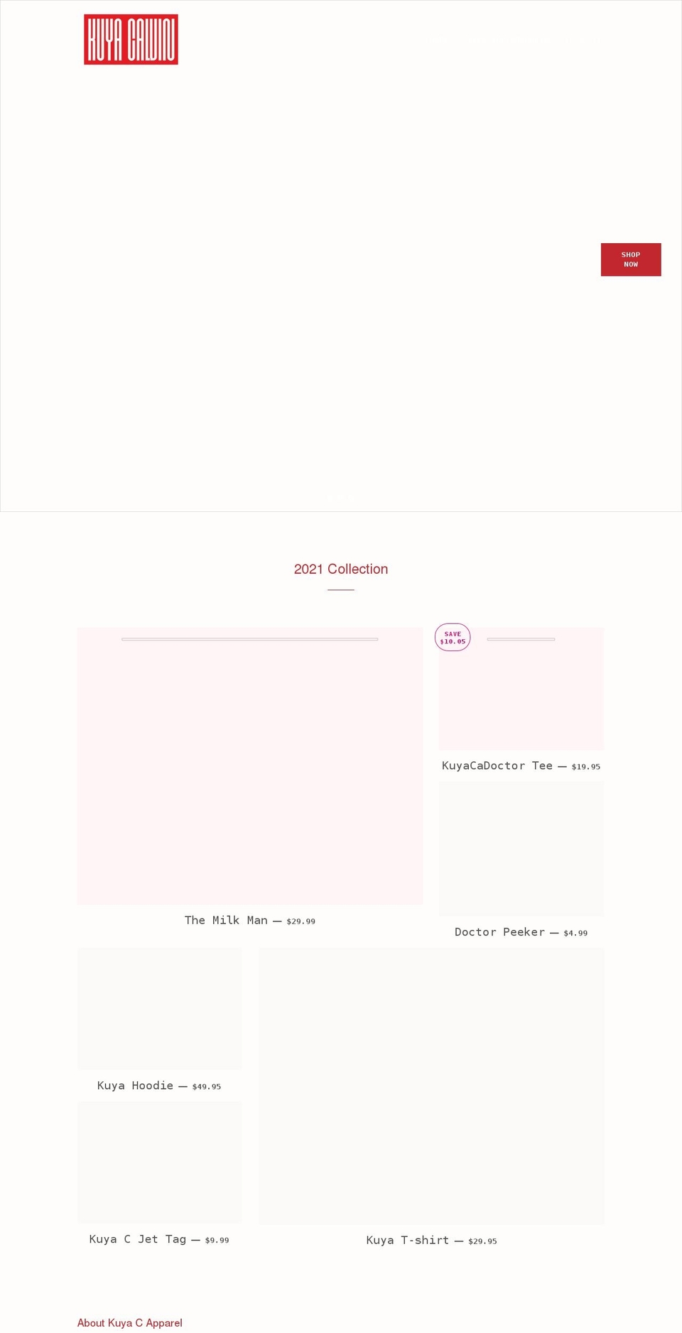 kuyacalvin.com shopify website screenshot