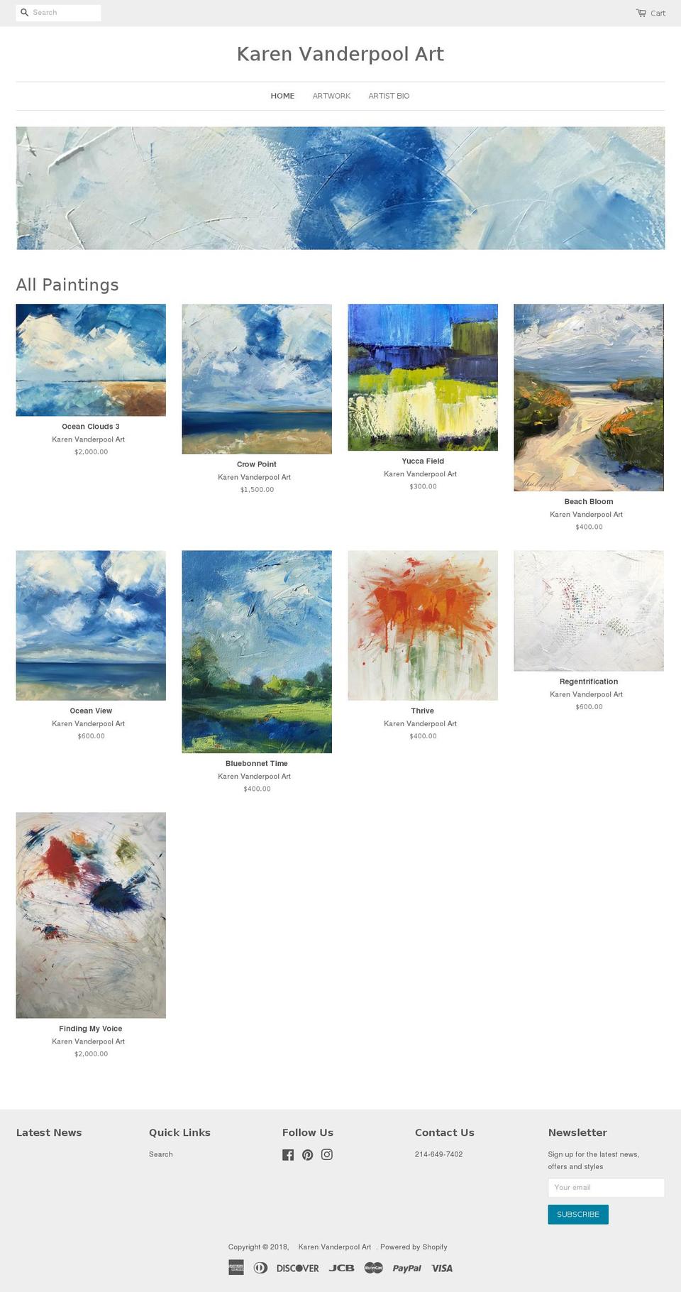 kvanderpool.com — Shopify storefront screenshot