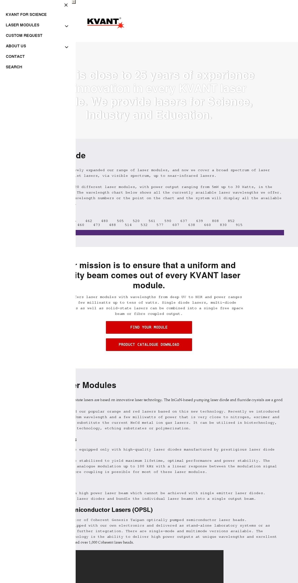 kvantlasermodules.com shopify website screenshot