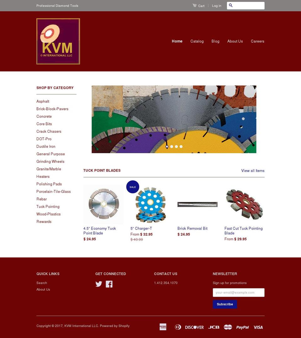 kvminternational.com shopify website screenshot
