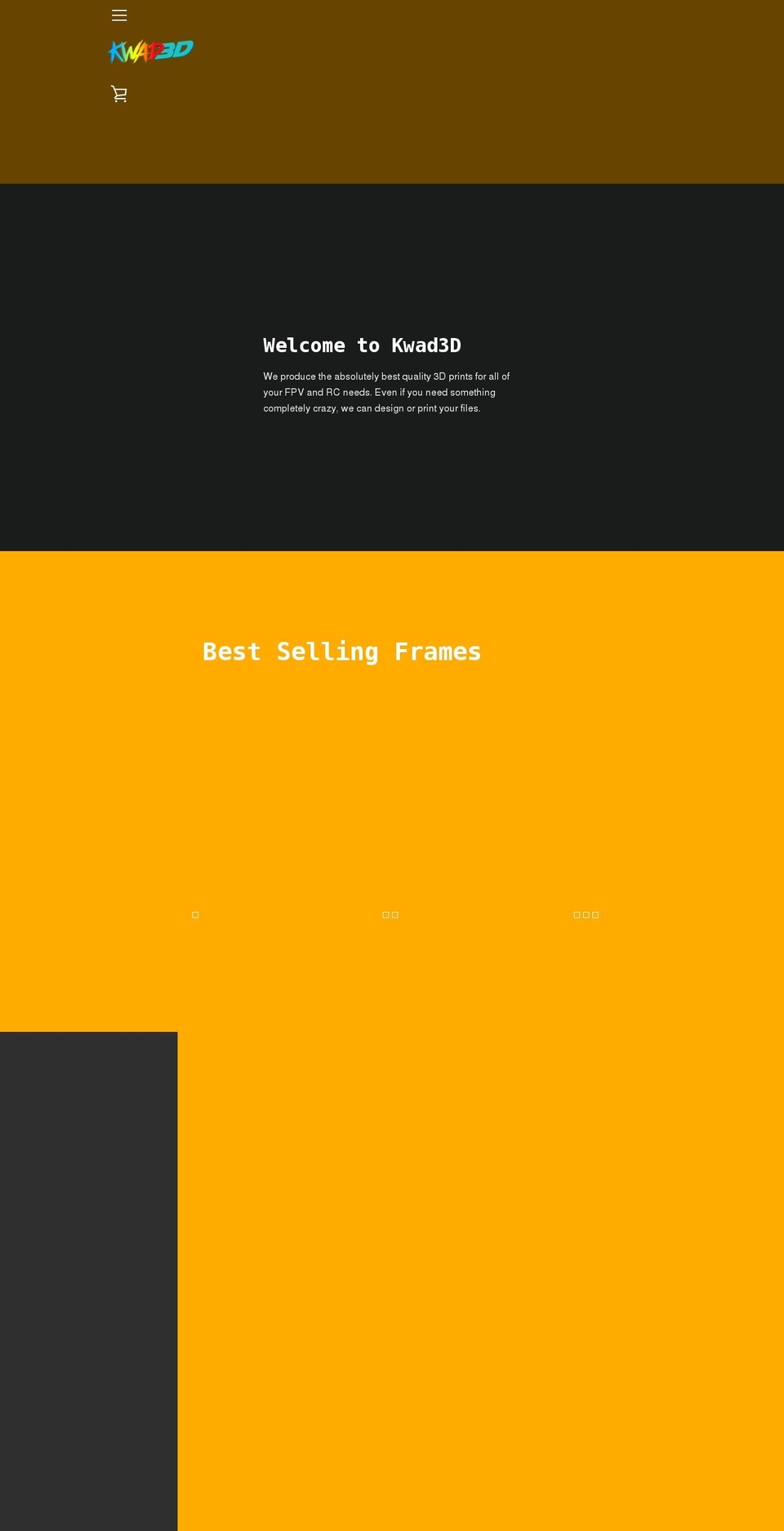 kwad3d.com shopify website screenshot