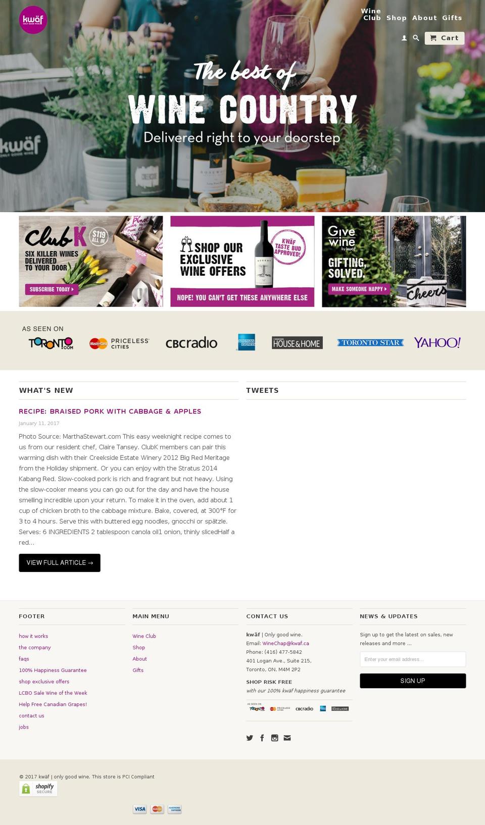 kwaf.ca shopify website screenshot