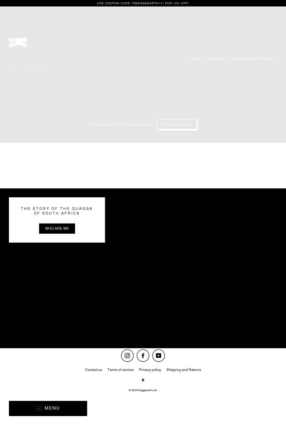 kwaggaearth.com shopify website screenshot