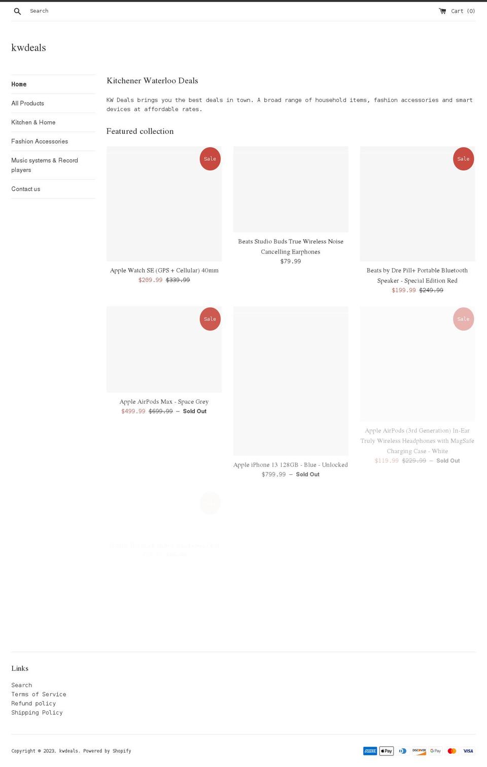 kwdeals.ca shopify website screenshot