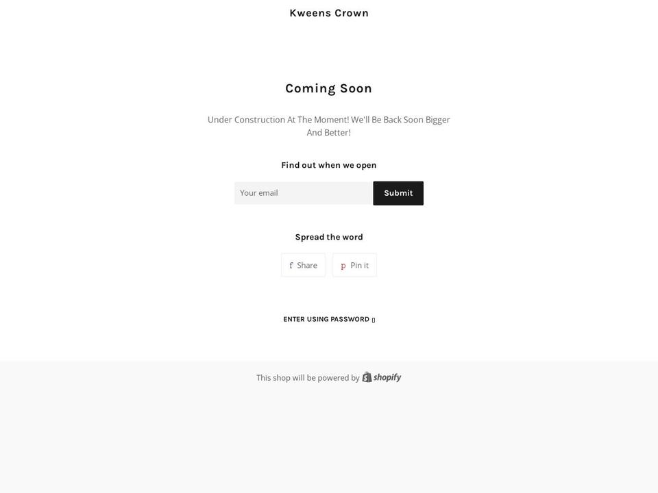 kweenscrown.com shopify website screenshot