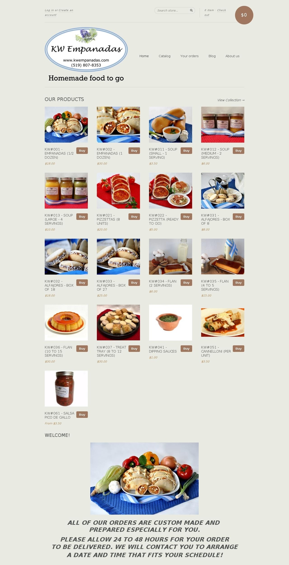 kwempanadas.com shopify website screenshot