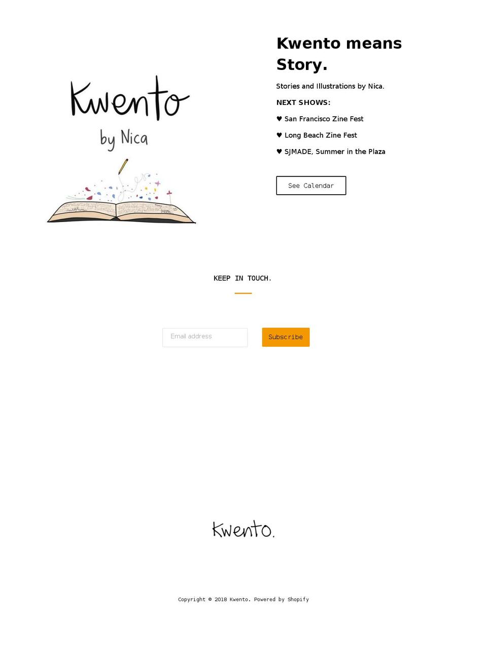 kwentobynica.com — Shopify storefront screenshot