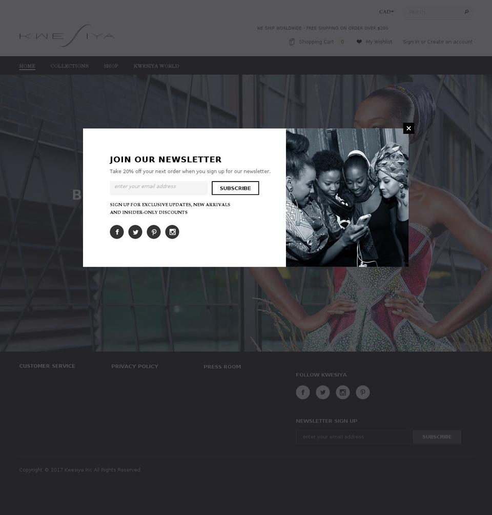 kwesiya.com shopify website screenshot