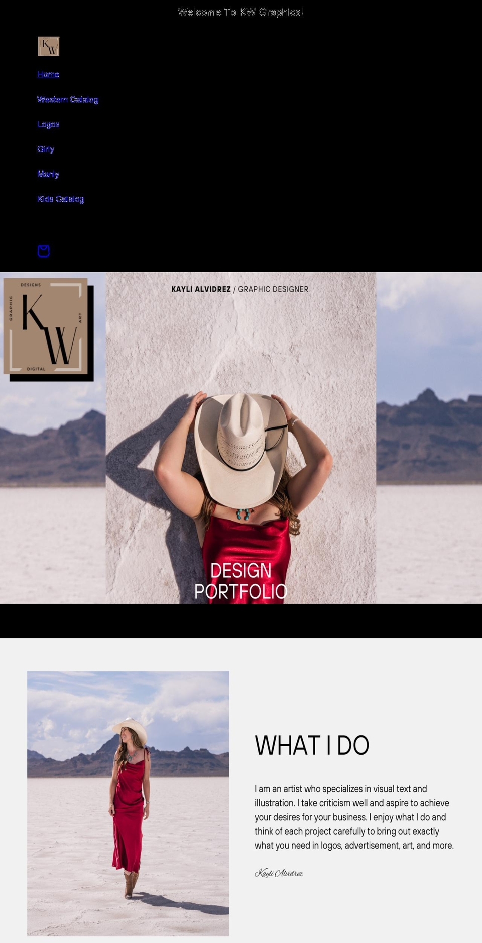 kwgraphicdesigns.com shopify website screenshot