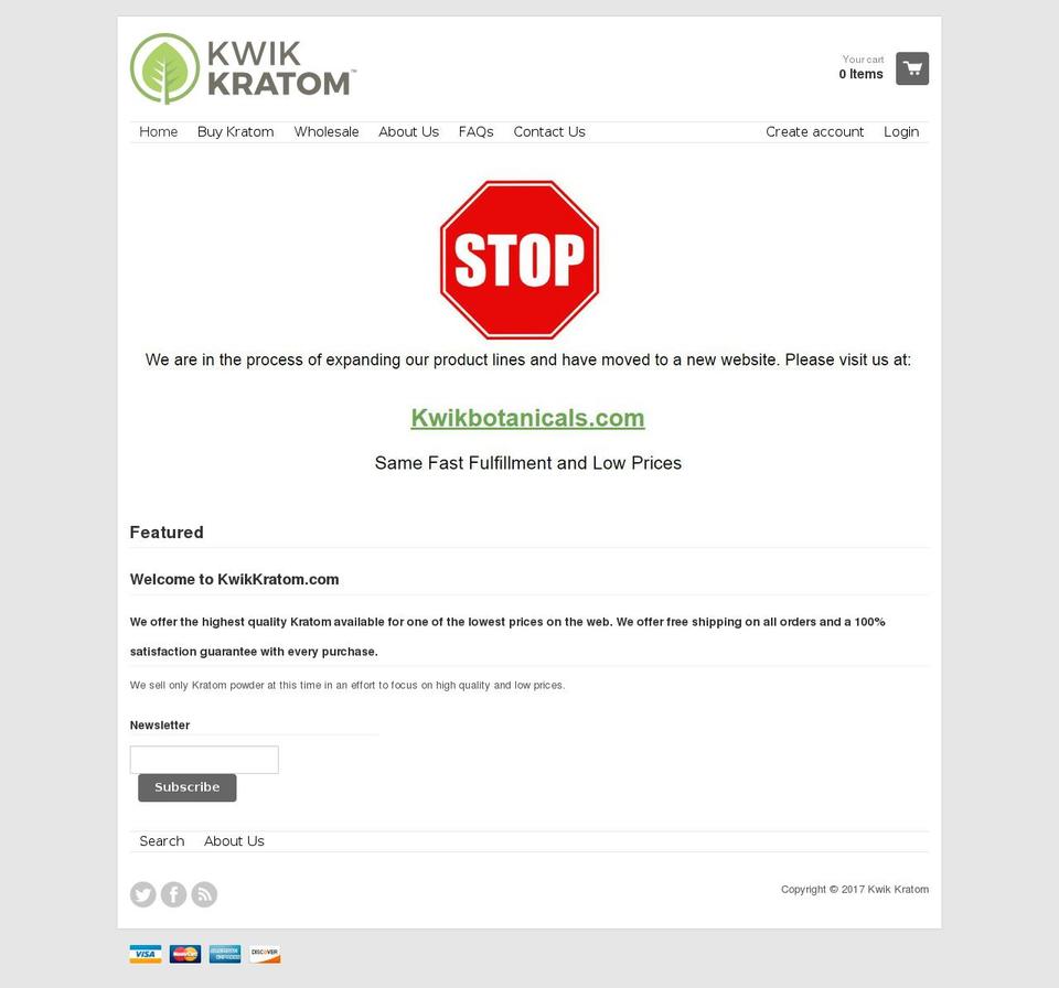 kwikkratom.com shopify website screenshot