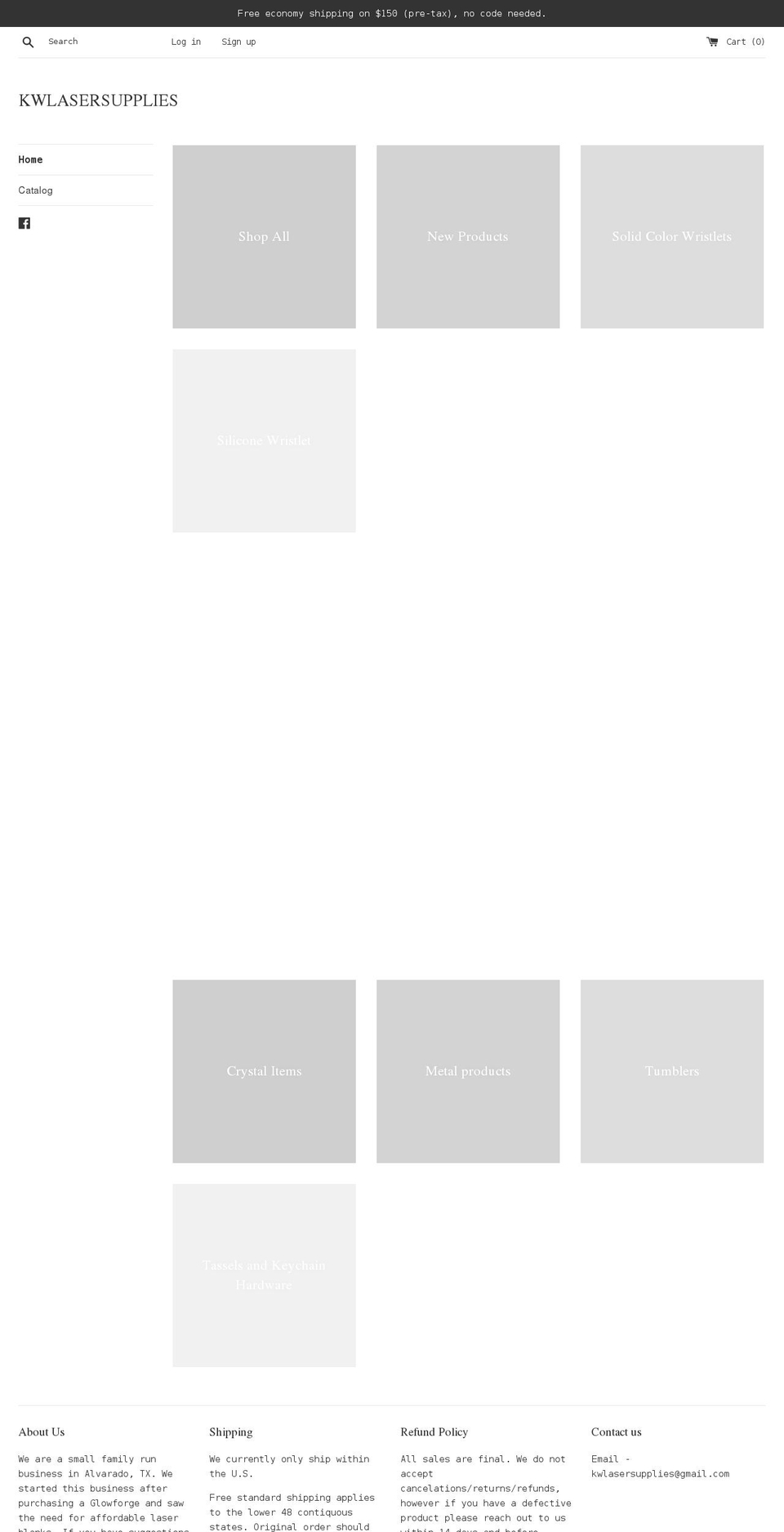 kwlasersupplies.com shopify website screenshot