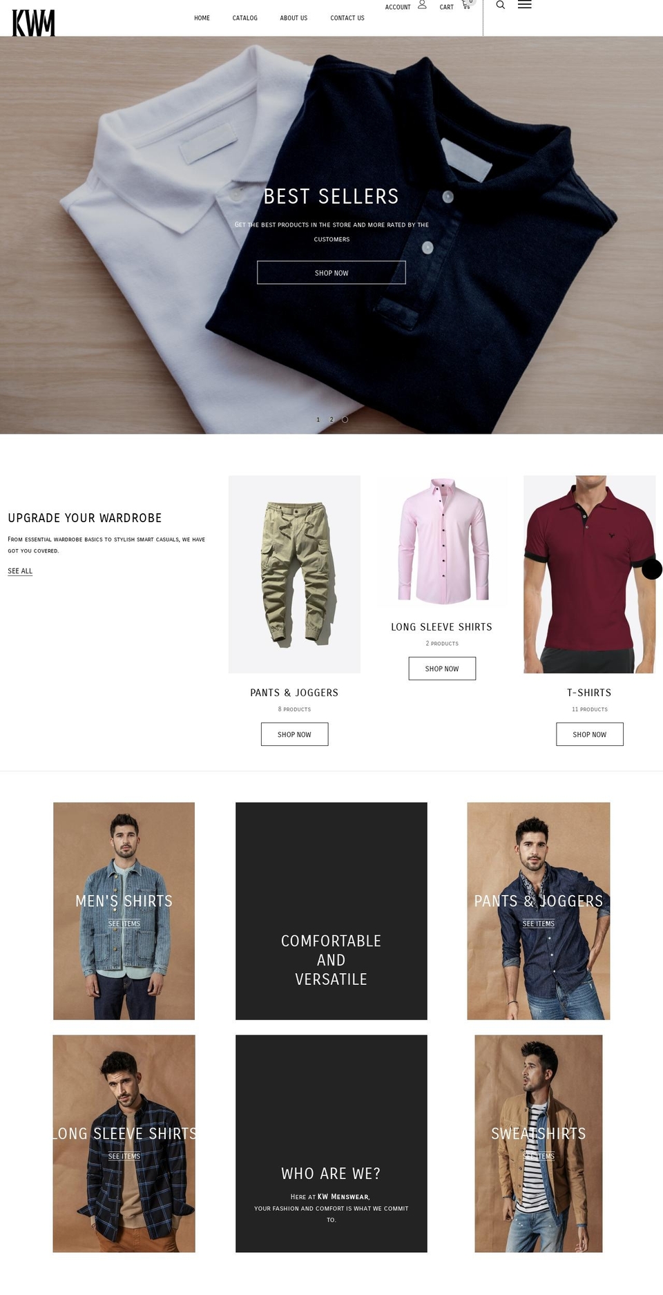 kwmenswear.com shopify website screenshot