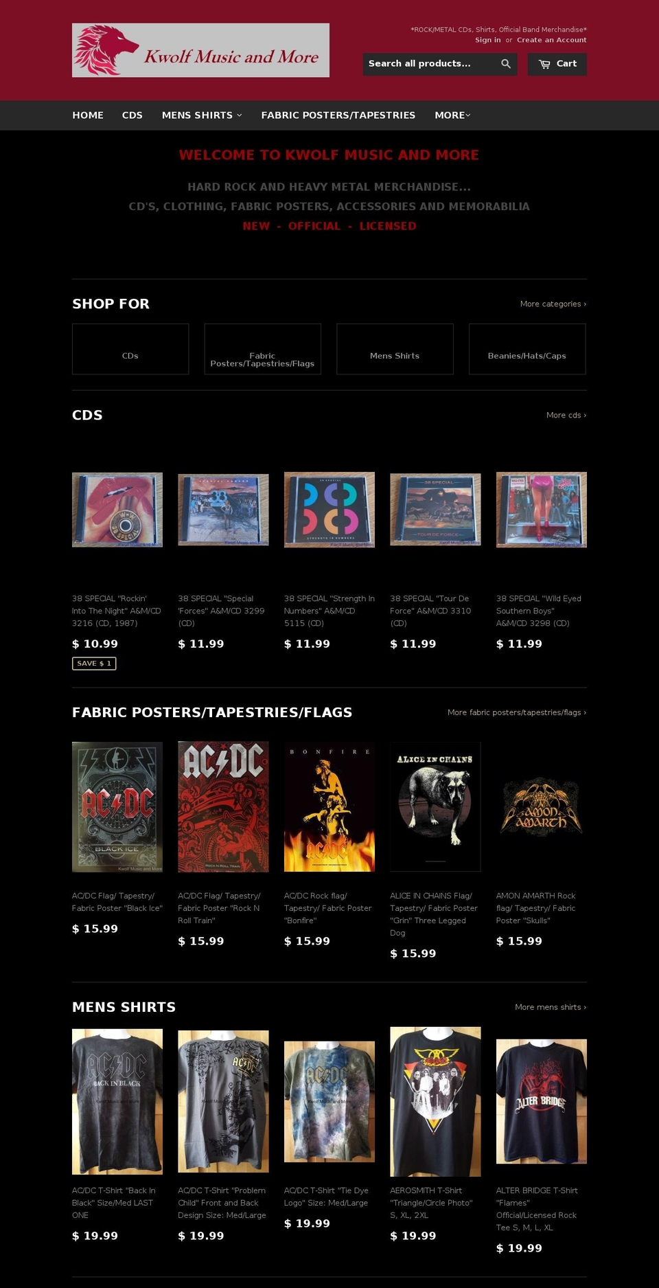 kwolfmusicandmore.com shopify website screenshot