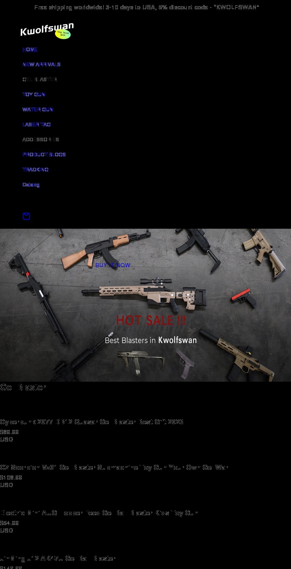 kwolfswan.com shopify website screenshot