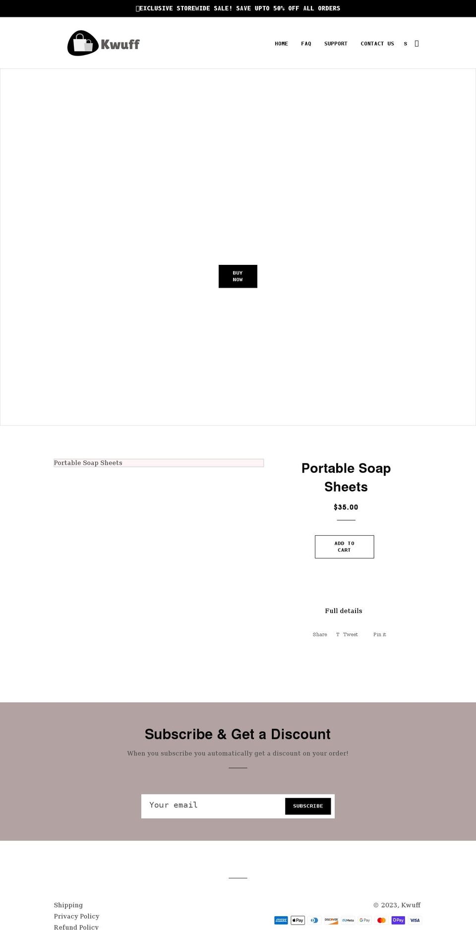kwuff.com shopify website screenshot