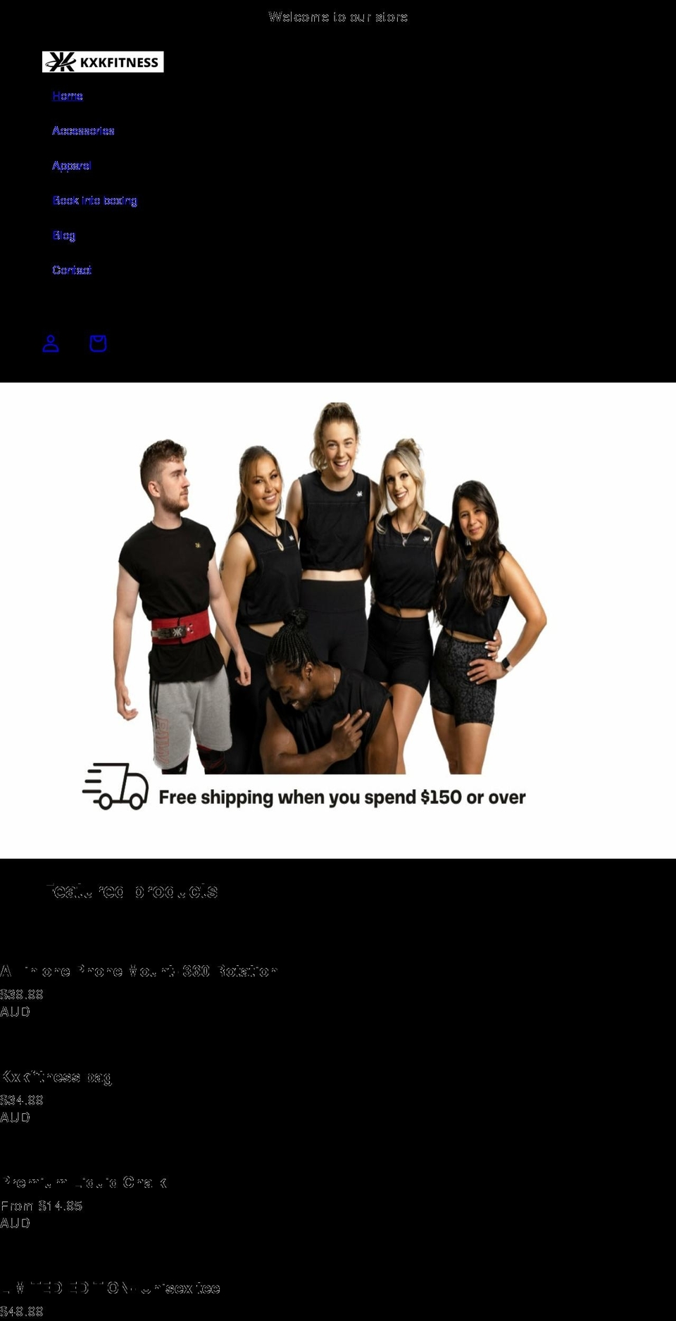 kxkfitness.com shopify website screenshot