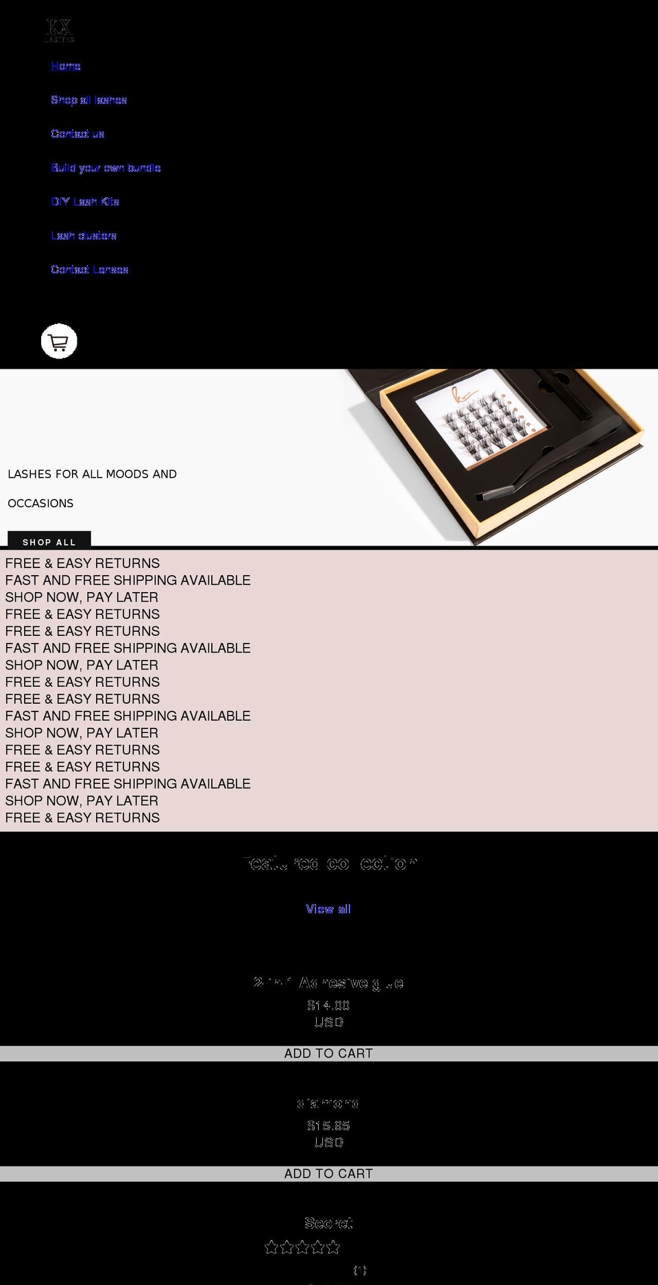 kxkollection.com shopify website screenshot