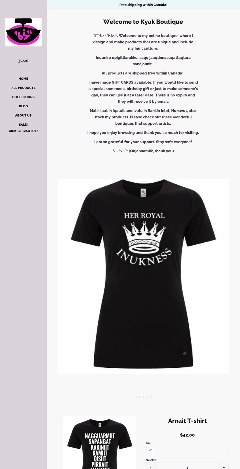 kyakboutique.com — Shopify storefront screenshot