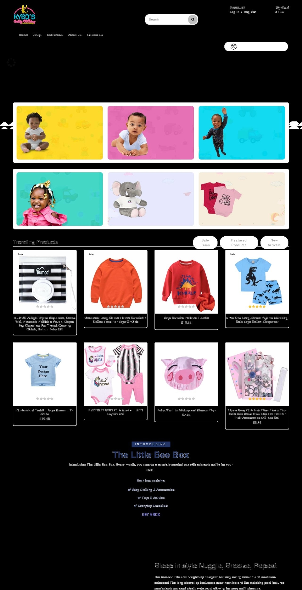 Toddler Shopify theme site example kybosbabyclothing.com