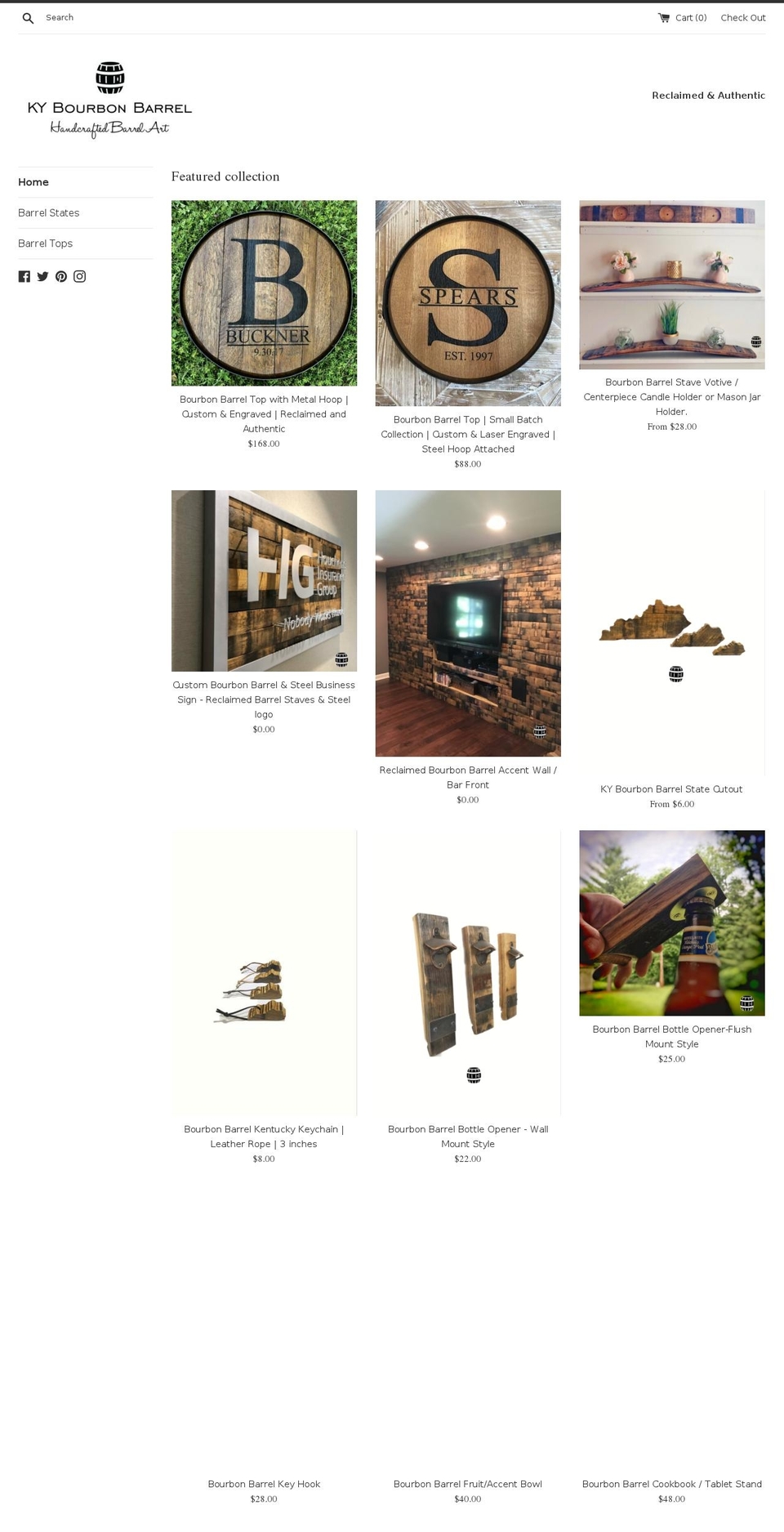 kybourbonbarrel.com shopify website screenshot
