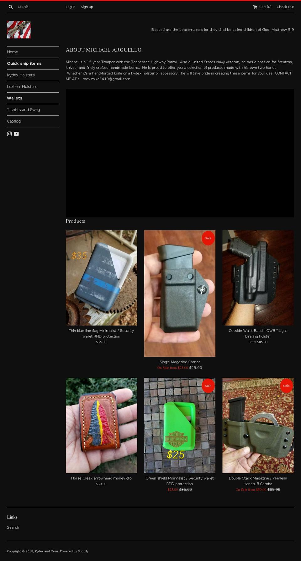 kydexandmore.com — Shopify storefront screenshot