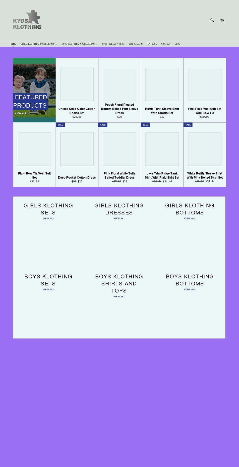 kydsklothing.com shopify website screenshot