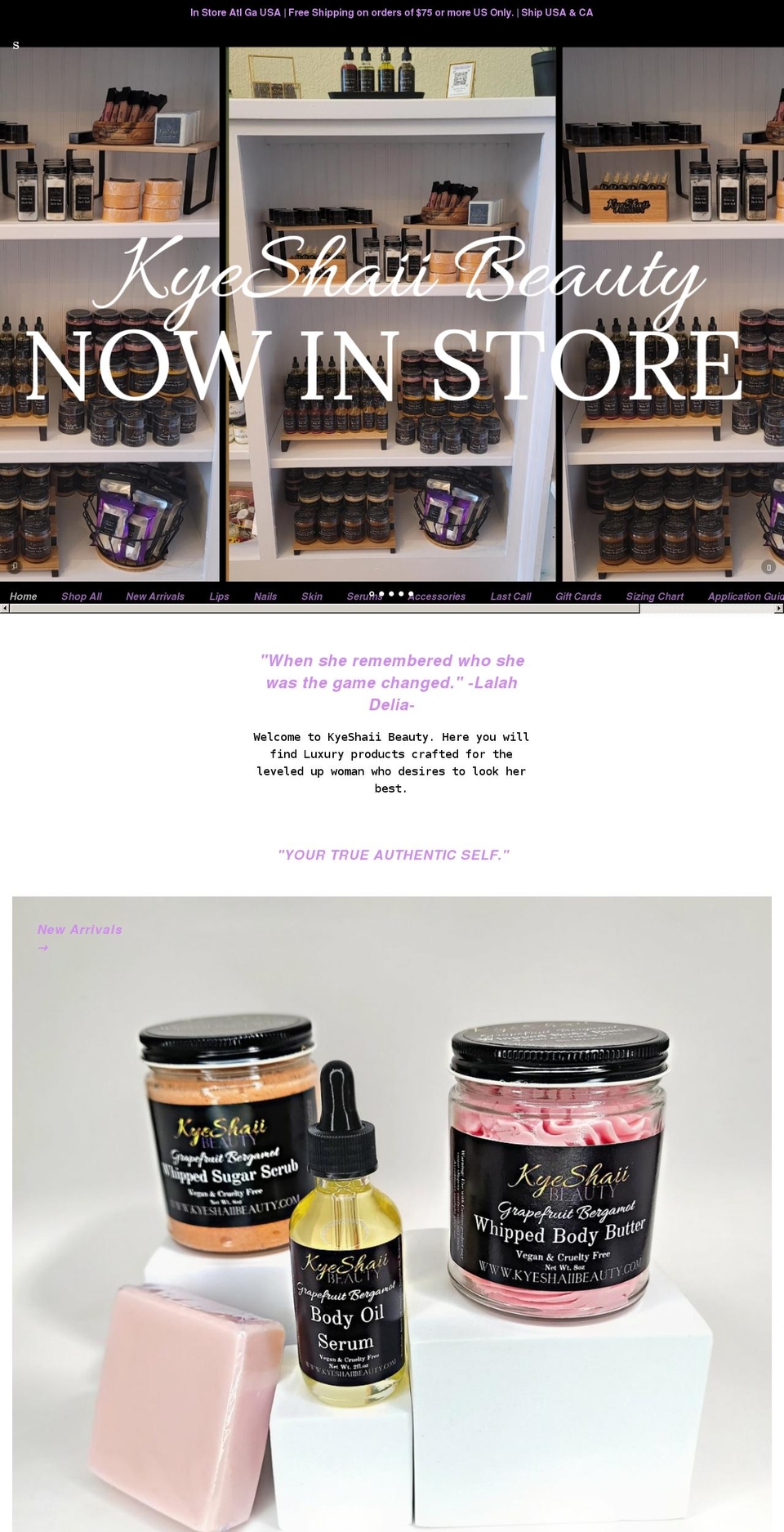 kyeshaiibeauty.com shopify website screenshot