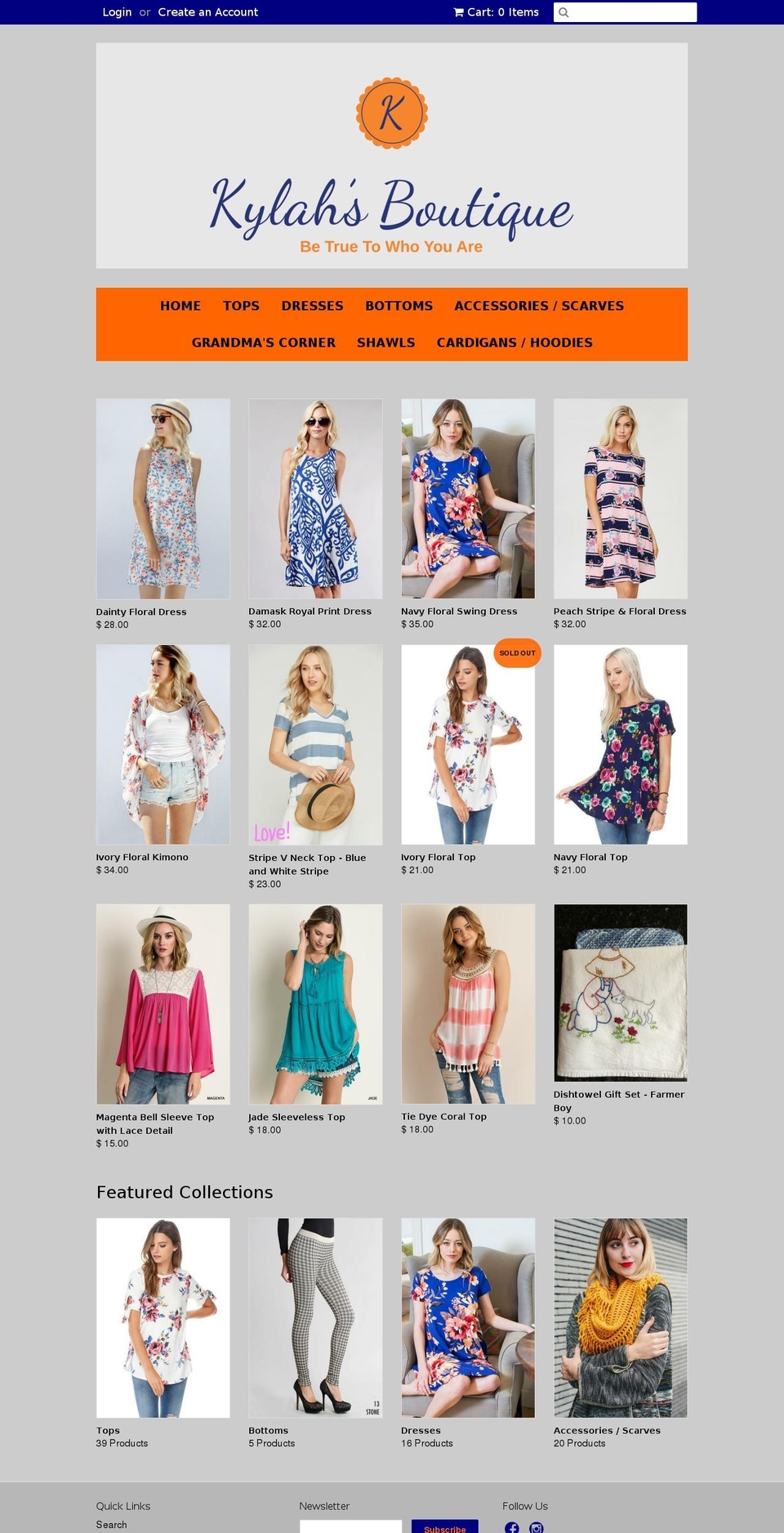 kylahsboutique.com — Shopify storefront screenshot