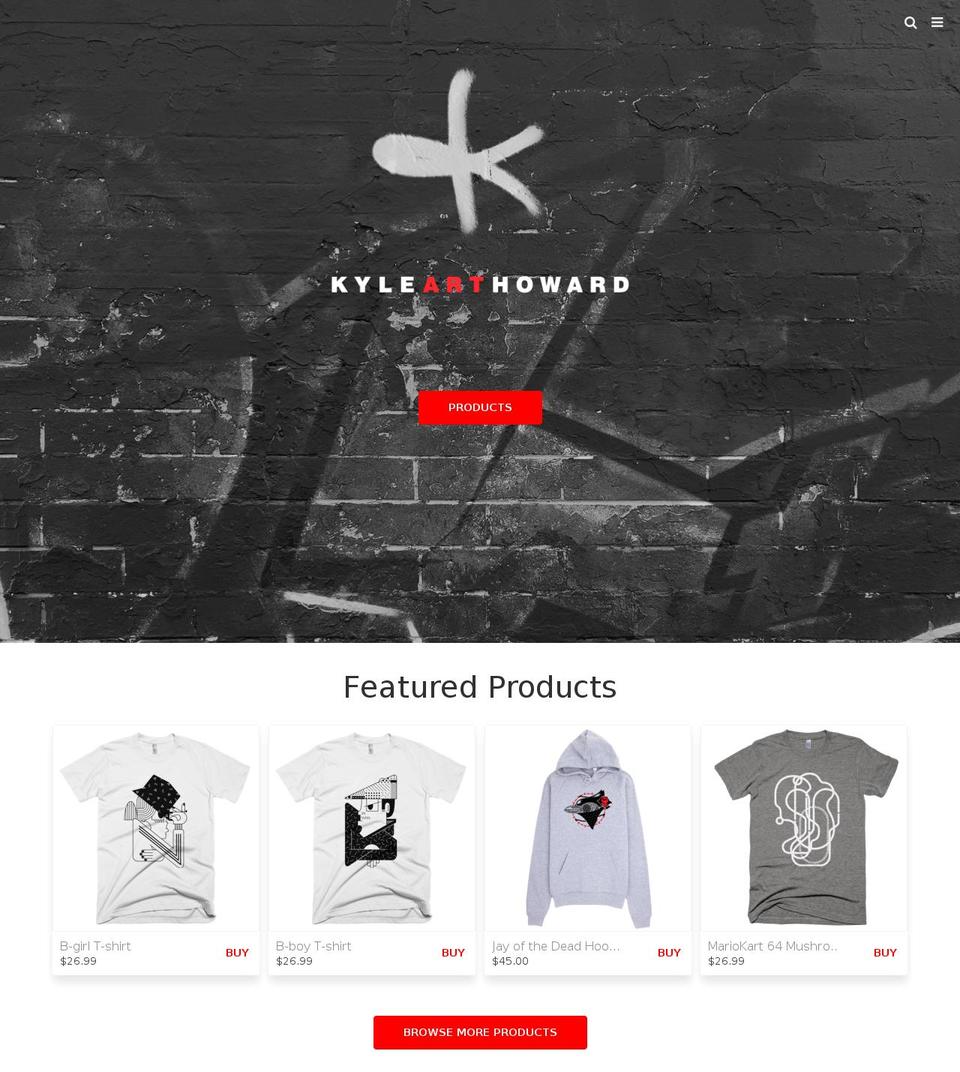 kylearthoward.com shopify website screenshot