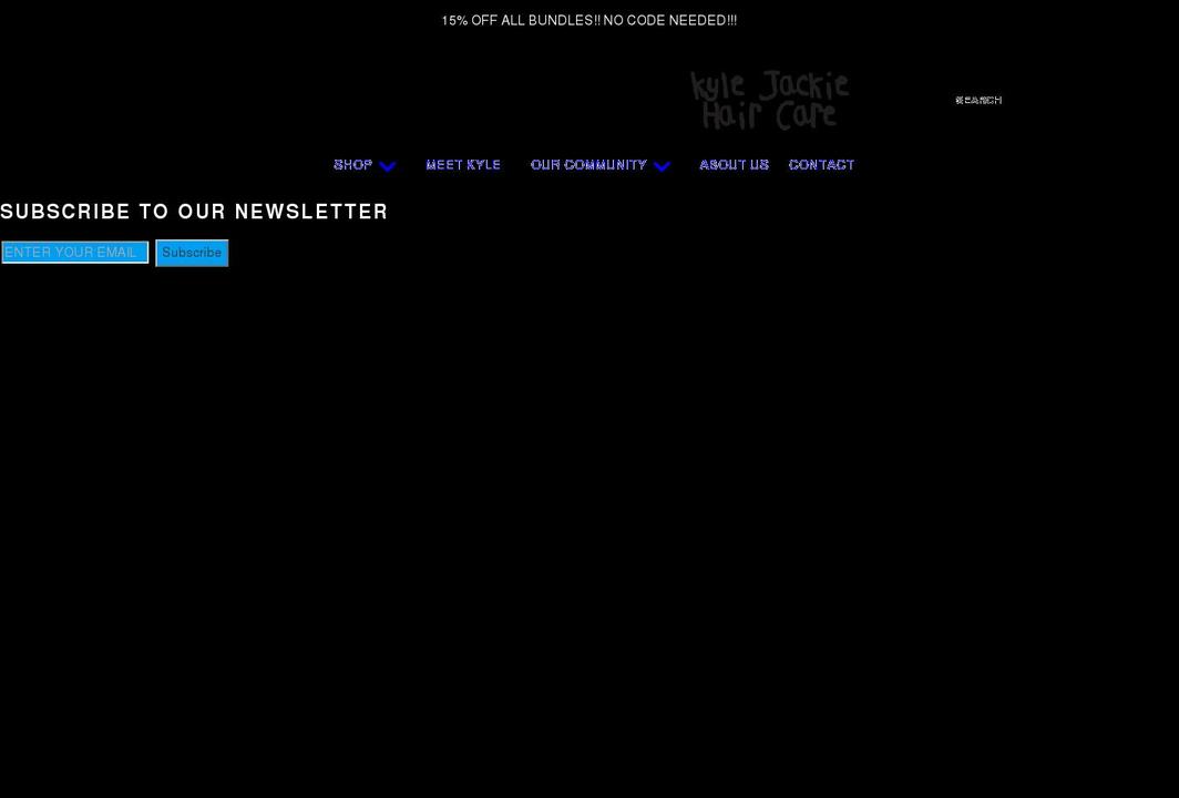 kylejackiehaircare.com shopify website screenshot
