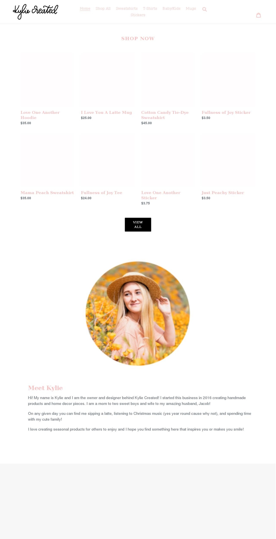 kyliecreated.com shopify website screenshot