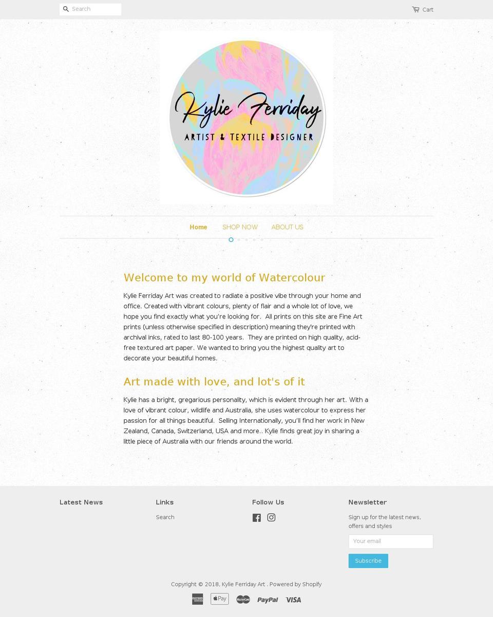 kylieferridayart.com — Shopify storefront screenshot
