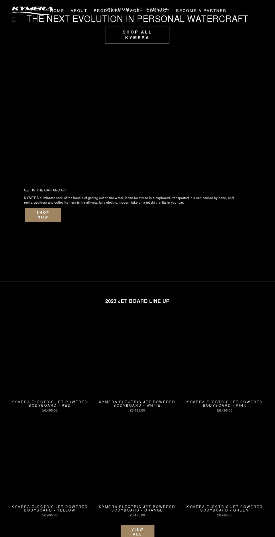 kymerajetboards.co.uk shopify website screenshot
