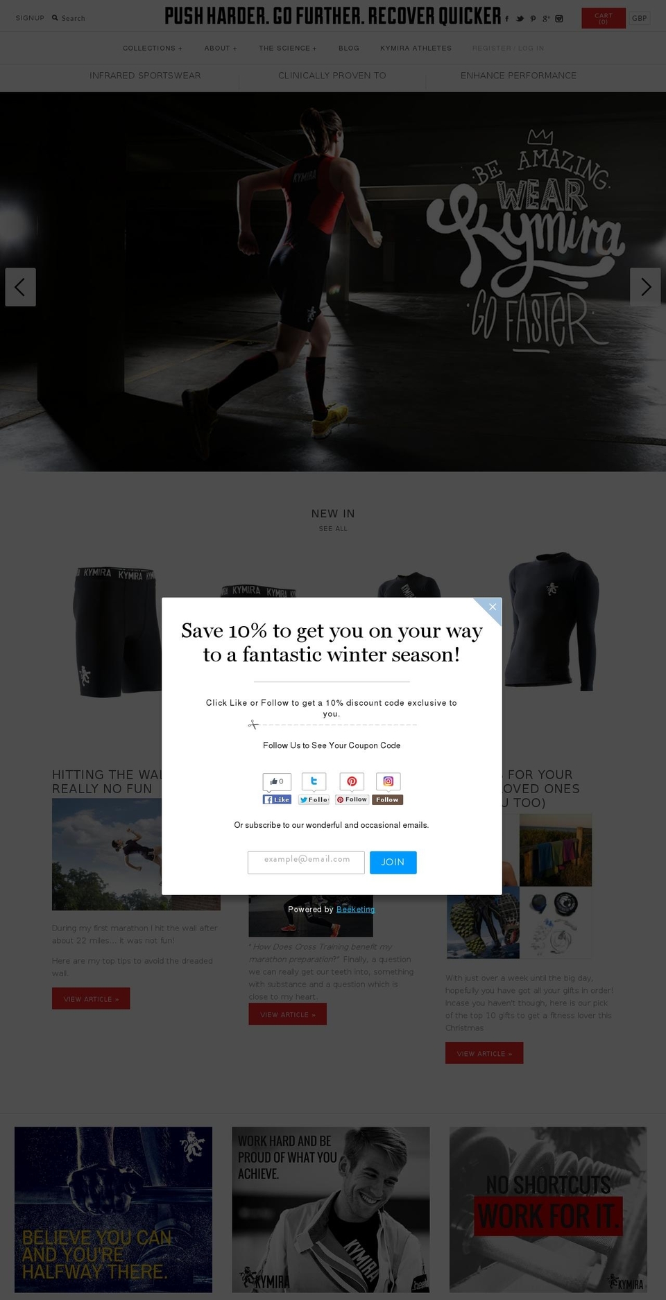 kymirasport.com shopify website screenshot